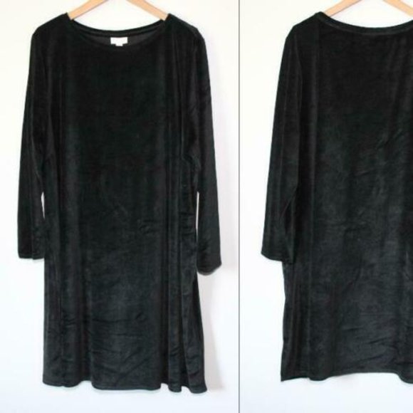 Pure J. Jill Long Sleeve Velvet Velour Dress Black Pockets Plus Size 3X H13093 - Picture 10 of 10